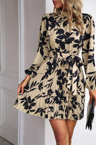 Flower Print Long Sleeve Dress