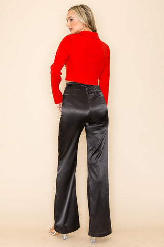 Glossy Satin Wide Leg Pant