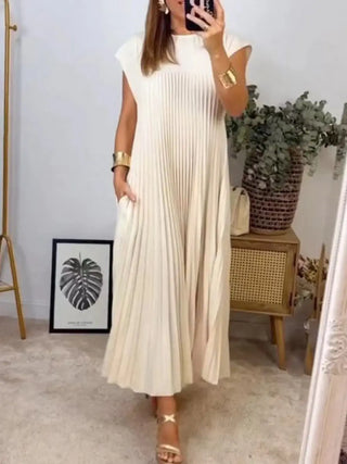 Sleeveless Pleated Long Dress