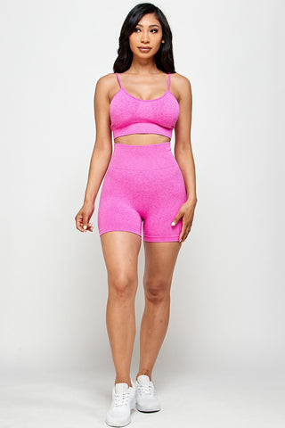 TWO PIECE PADDED BRA and YOGA BIKER SHORT SET