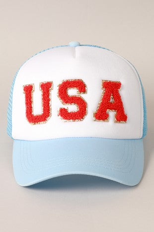 USA Chenille Patched Trucker Hat