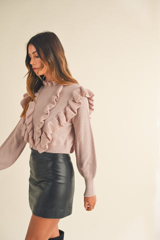 Ruffle Detail Long Sleeve Sweater